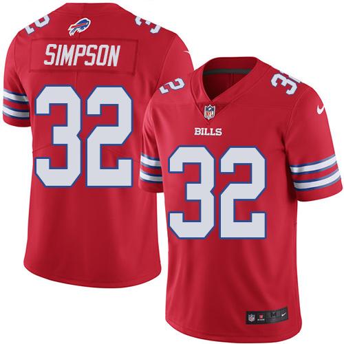 Nike Bills #32 O. J. Simpson Red Youth Stitched NFL Limited Rush Jersey - Click Image to Close